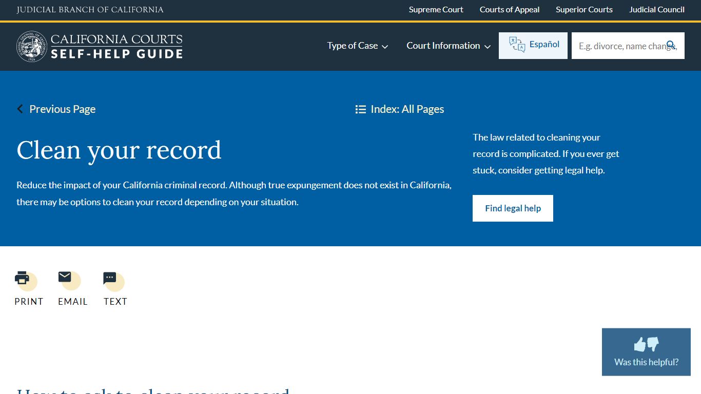 Clean your record | California Courts | Self Help Guide
